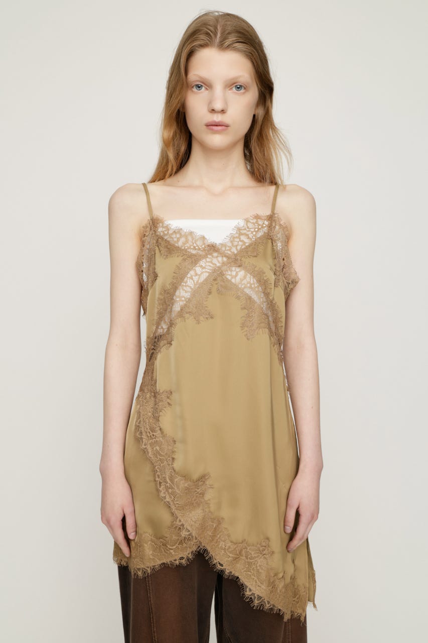 VINTAGE SATIN CAMI LACE トップス BEG FREE