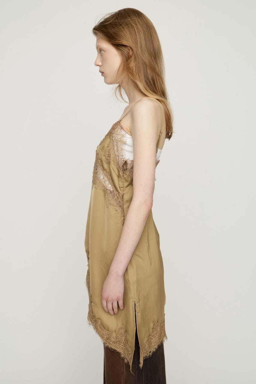 VINTAGE SATIN CAMI LACE トップス BEG FREE