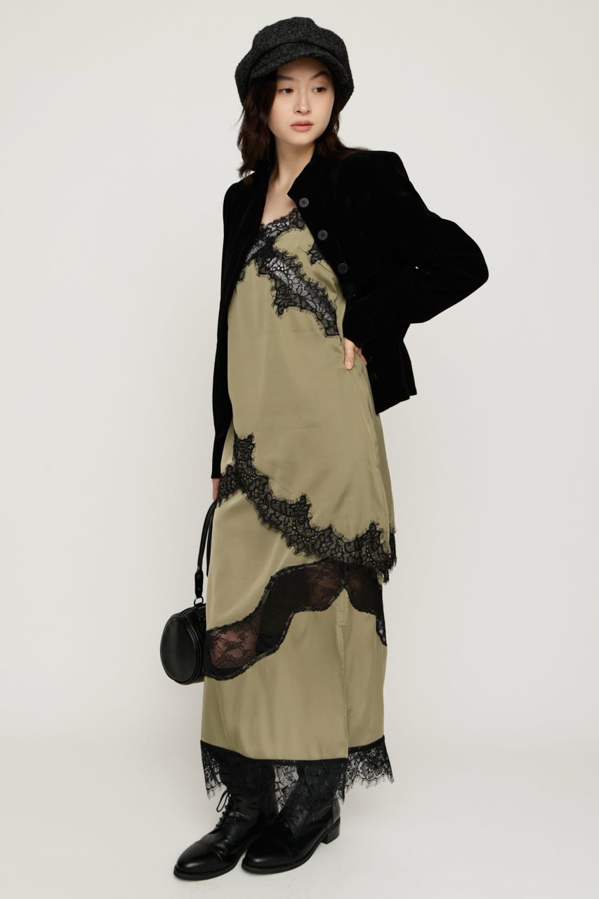VINTAGE SATIN CAMI LACE トップス M/KHA FREE