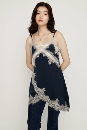 【LIMITED ITEM】VINTAGE SATIN CAMI LACE トップス