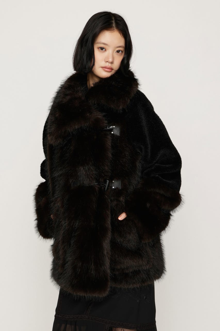 【AW PRE ORDER 第2弾】MIXED F／FUR OVERSIZED コート BLK FREE