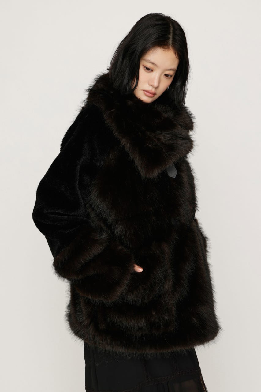 【AW PRE ORDER 第2弾】MIXED F／FUR OVERSIZED コート BLK FREE