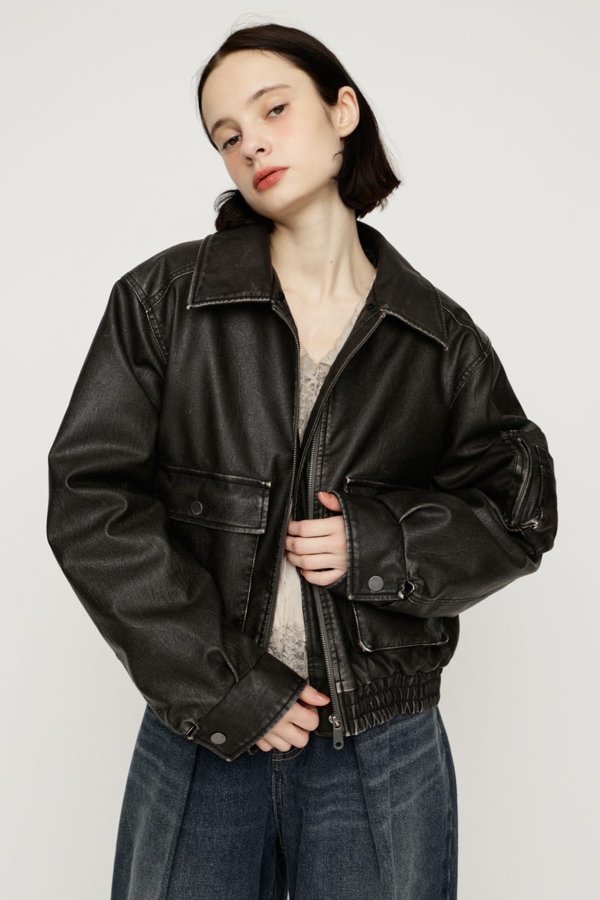 【LIMITED ITEM】WASHED PUFFER SHORT ブルゾン BLK FREE