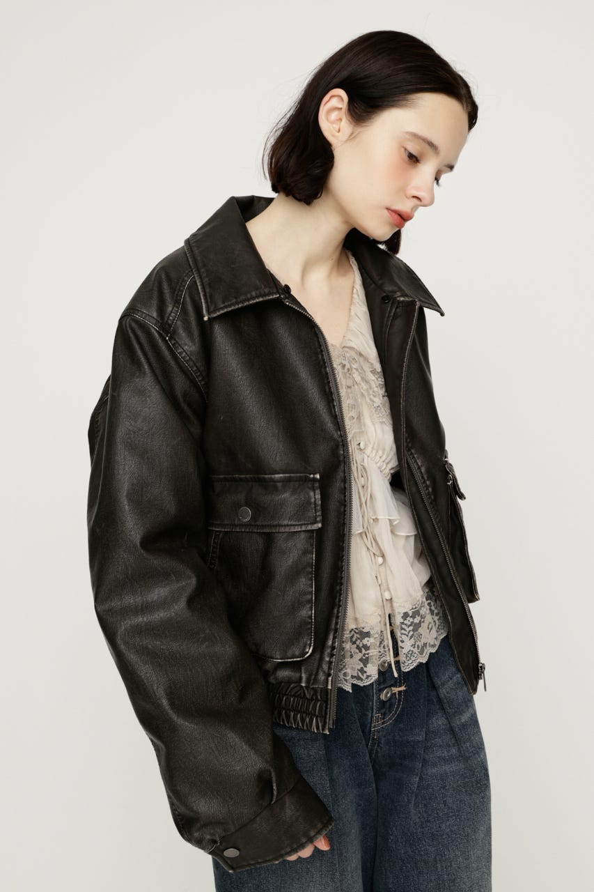 【LIMITED ITEM】WASHED PUFFER SHORT ブルゾン BLK FREE
