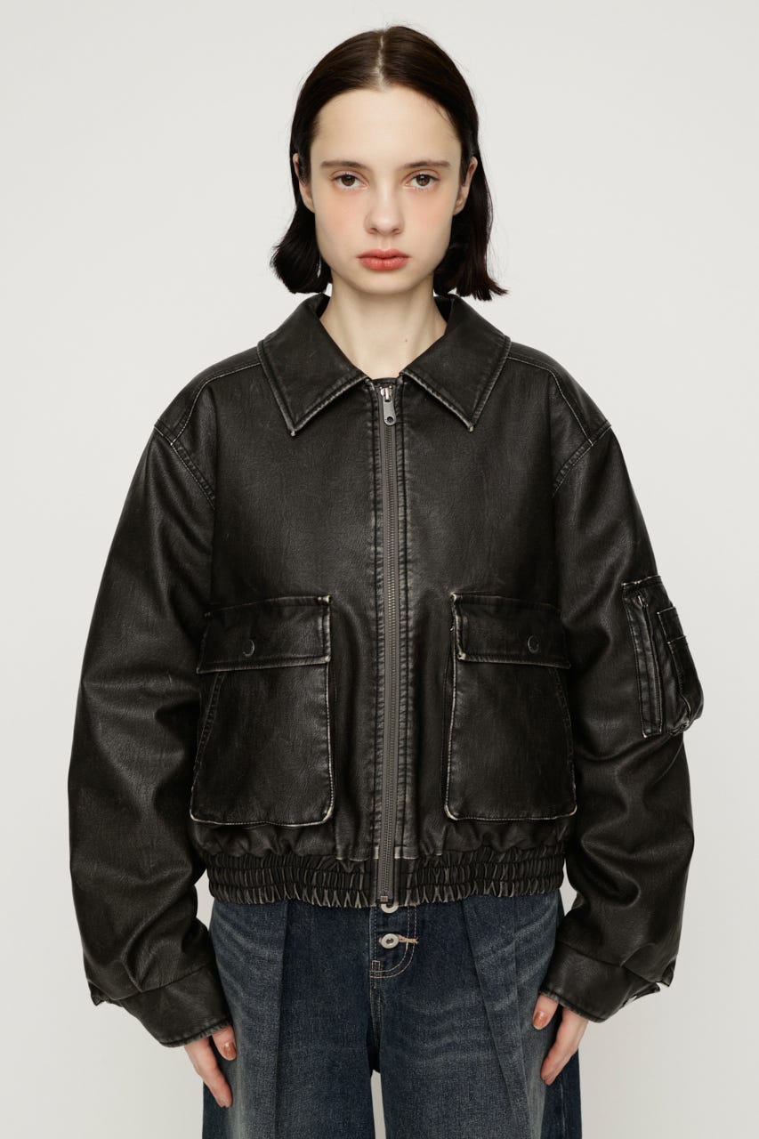 【LIMITED ITEM】WASHED PUFFER SHORT ブルゾン BLK FREE