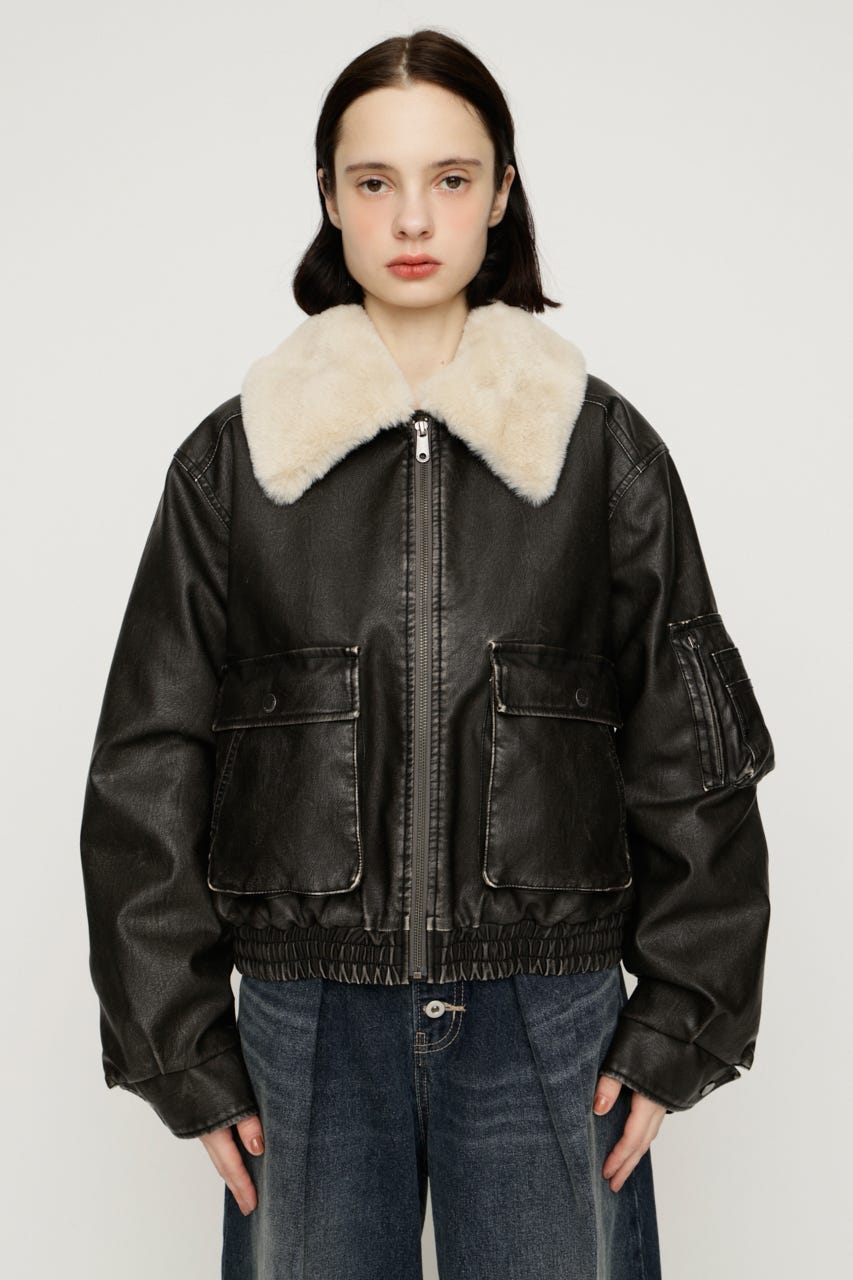 【LIMITED ITEM】WASHED PUFFER SHORT ブルゾン BLK FREE