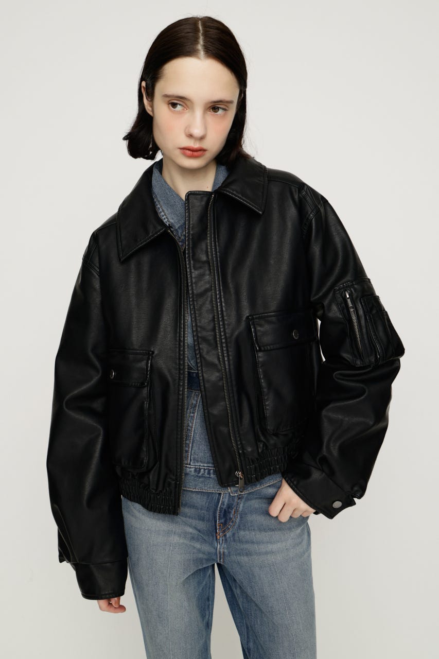 WASHED PUFFER SHORT ブルゾン D/BLK FREE