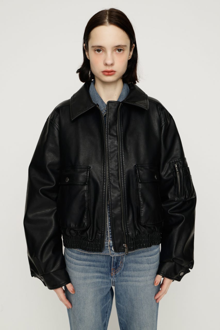 WASHED PUFFER SHORT ブルゾン D/BLK FREE