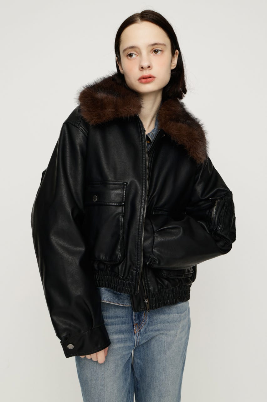 WASHED PUFFER SHORT ブルゾン D/BLK FREE