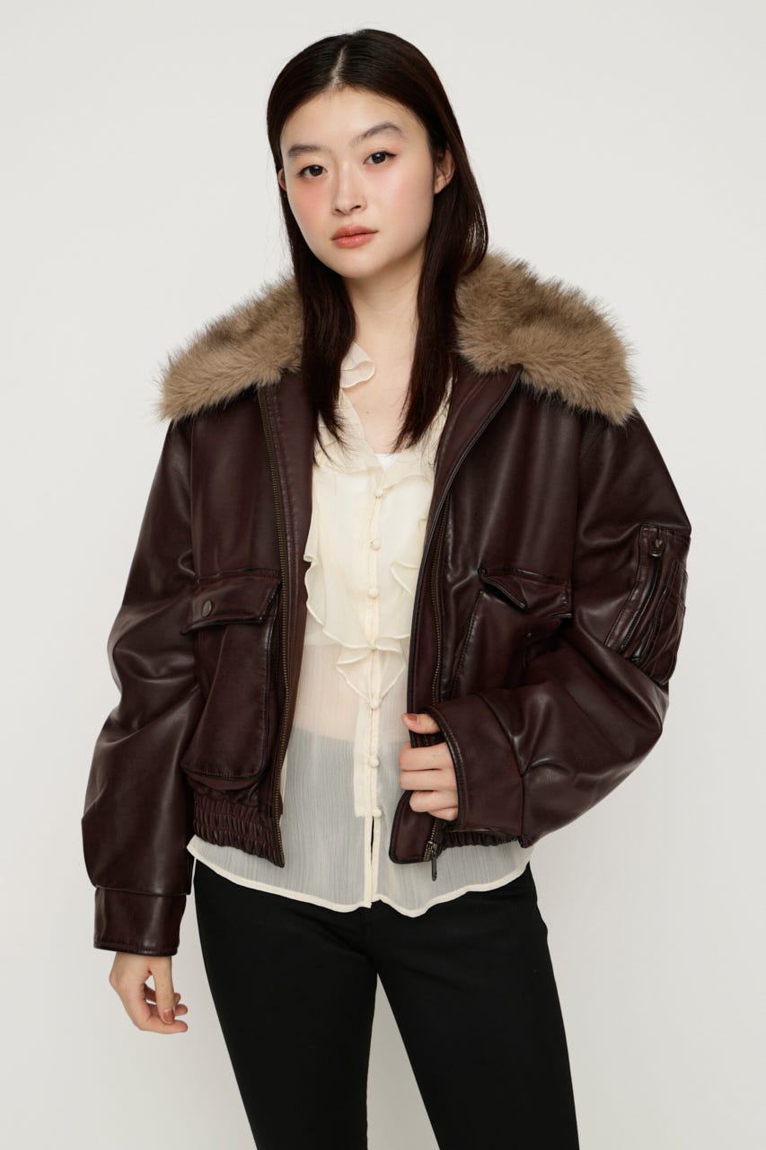 WASHED PUFFER SHORT ブルゾン D/RED FREE