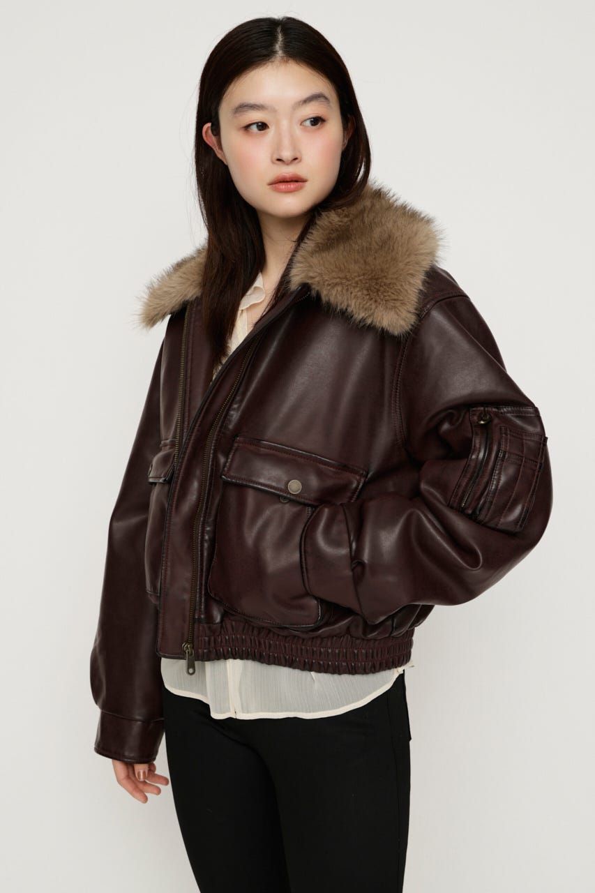 WASHED PUFFER SHORT ブルゾン D/RED FREE