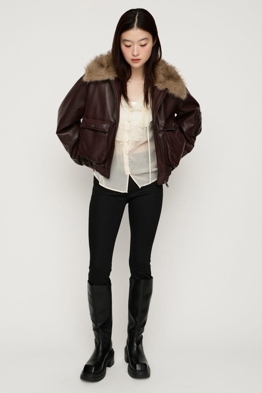 【AW PRE ORDER】WASHED PUFFER SHORT ブルゾン D/RED FREE