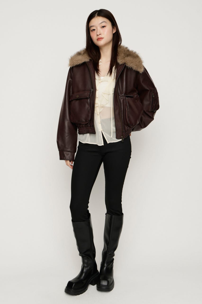 WASHED PUFFER SHORT ブルゾン D/RED FREE
