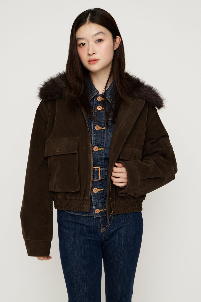 WASHED PUFFER SHORT ブルゾン M/BRN FREE
