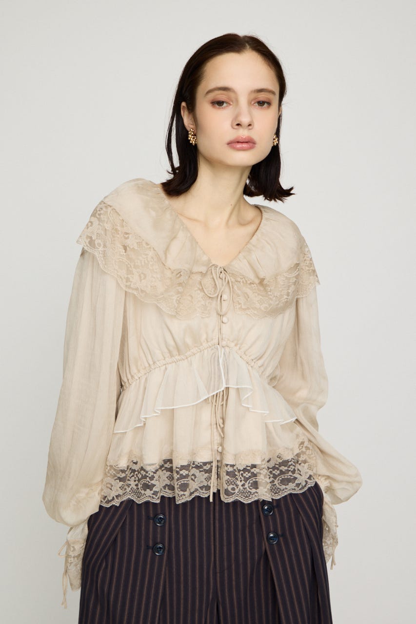 VINTAGE LACE COLLAR GATHER ブラウス IVOY FREE