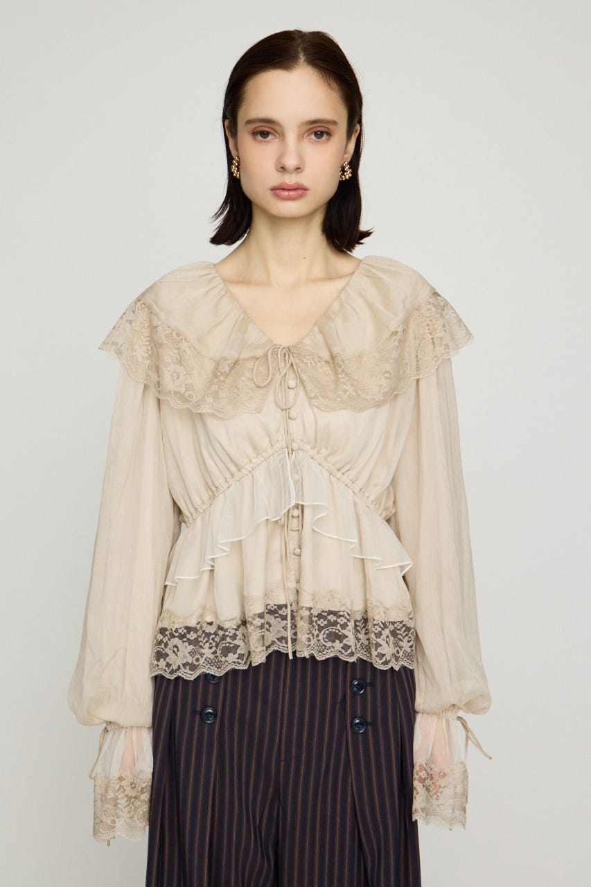 VINTAGE LACE COLLAR GATHER ブラウス IVOY FREE