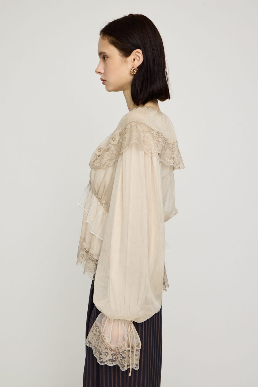 VINTAGE LACE COLLAR GATHER ブラウス IVOY FREE