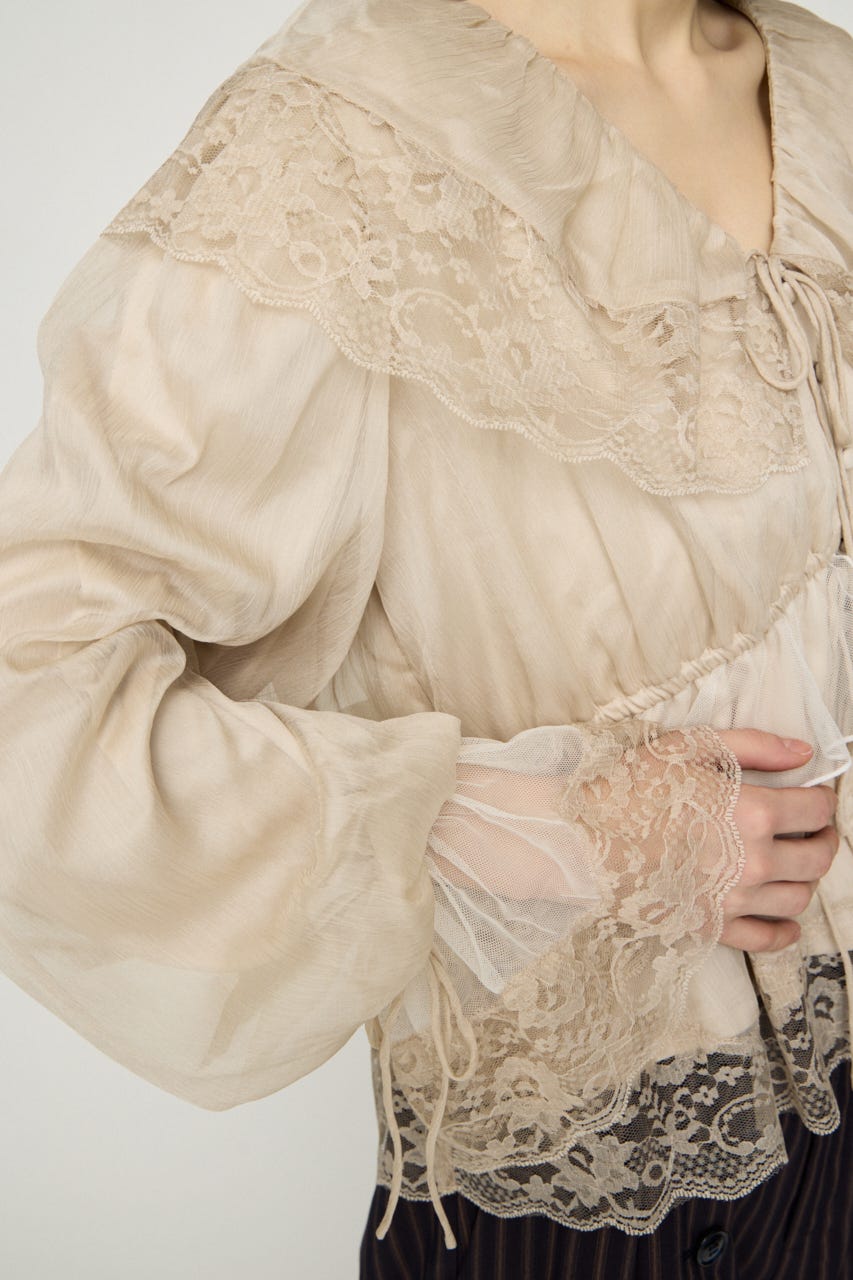 VINTAGE LACE COLLAR GATHER ブラウス IVOY FREE
