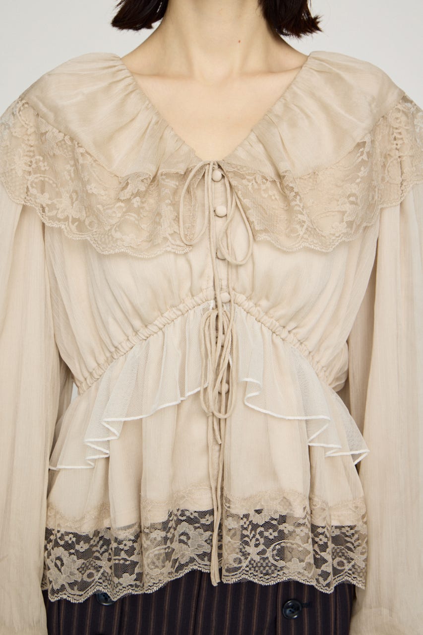 VINTAGE LACE COLLAR GATHER ブラウス IVOY FREE