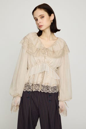 VINTAGE LACE COLLAR GATHER ブラウス