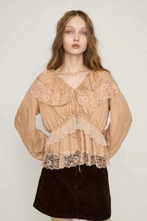 VINTAGE LACE COLLAR GATHER ブラウス
