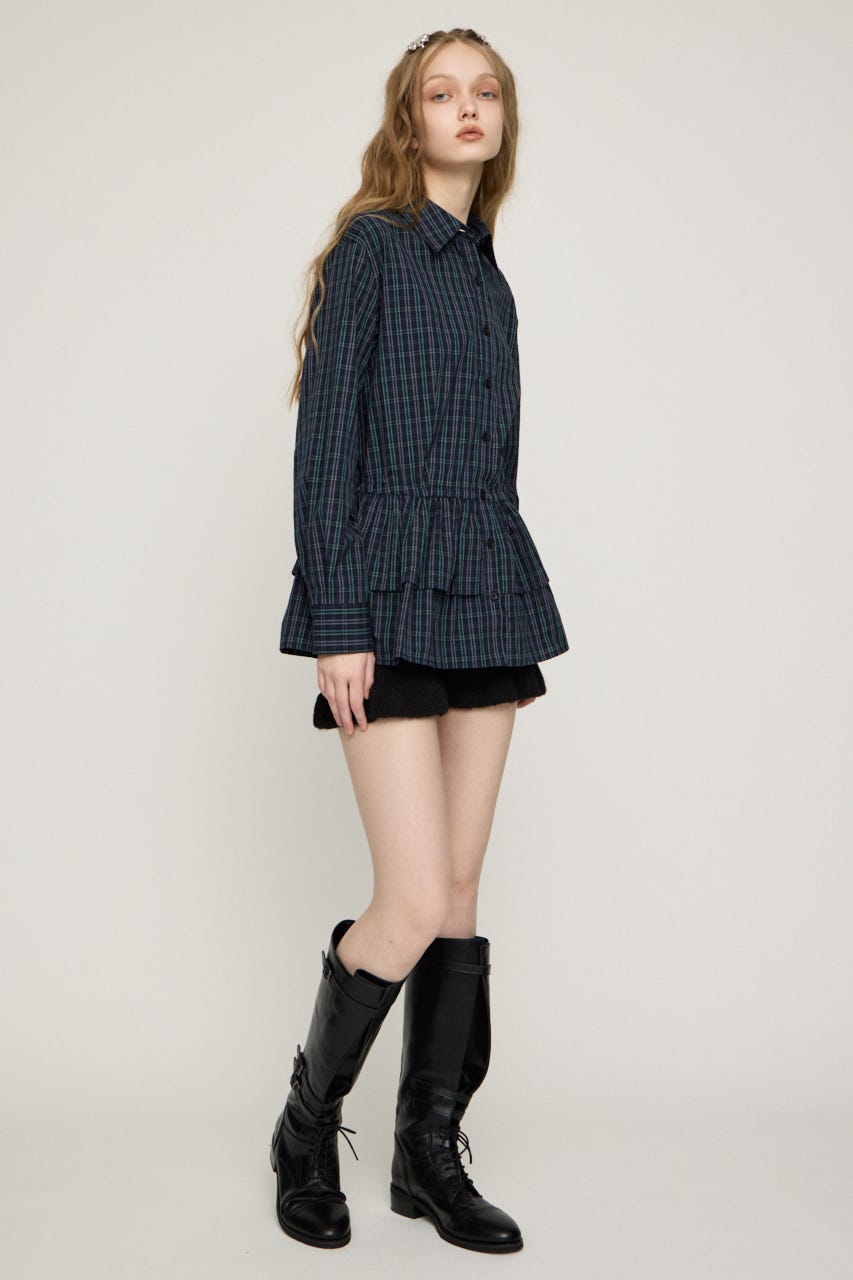 TIERED FRILL シャツ M/BLK FREE