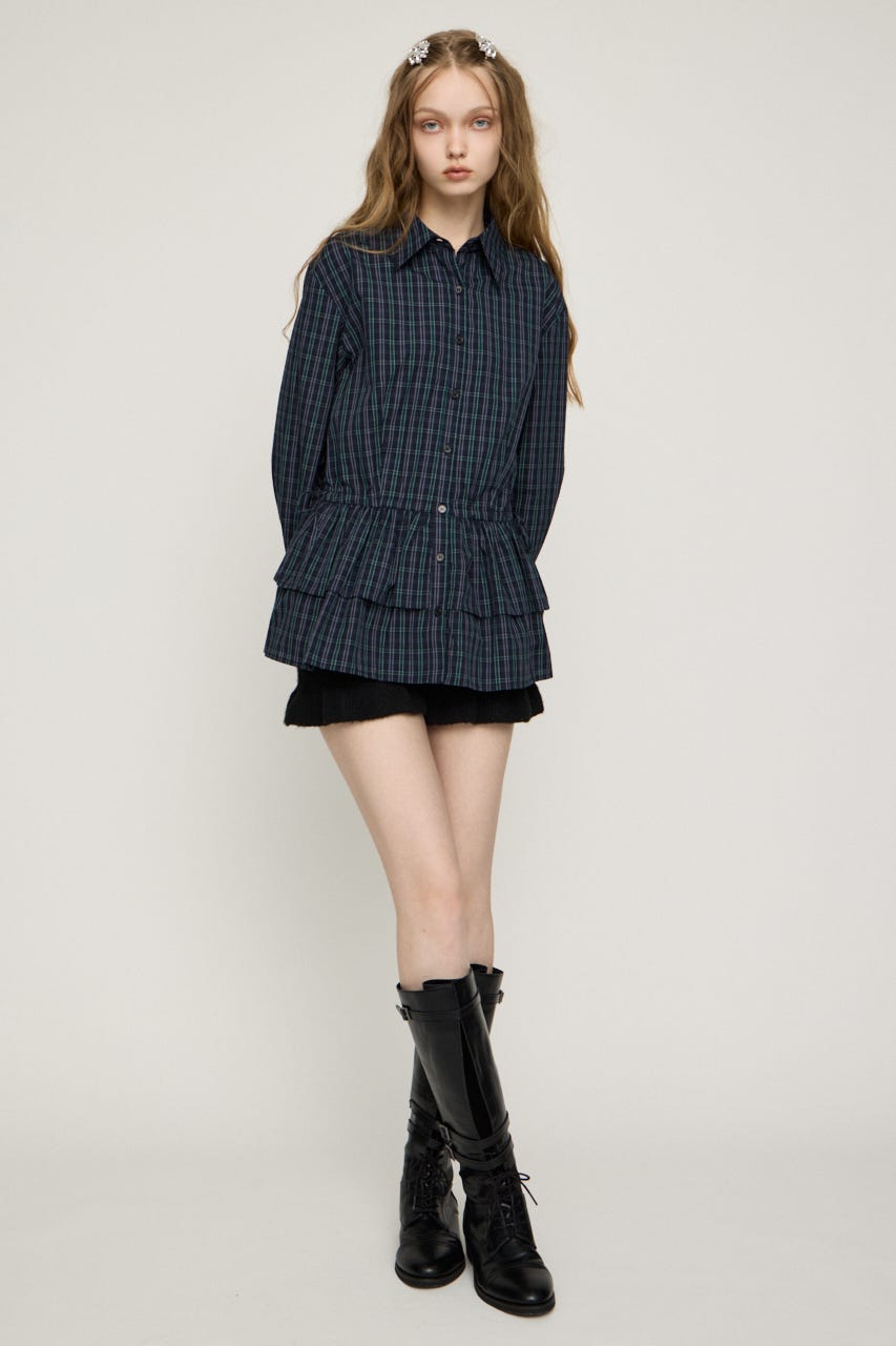 TIERED FRILL シャツ M/BLK FREE