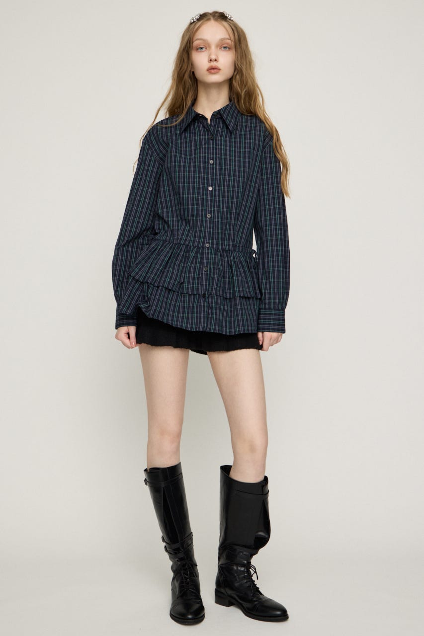 TIERED FRILL シャツ M/BLK FREE