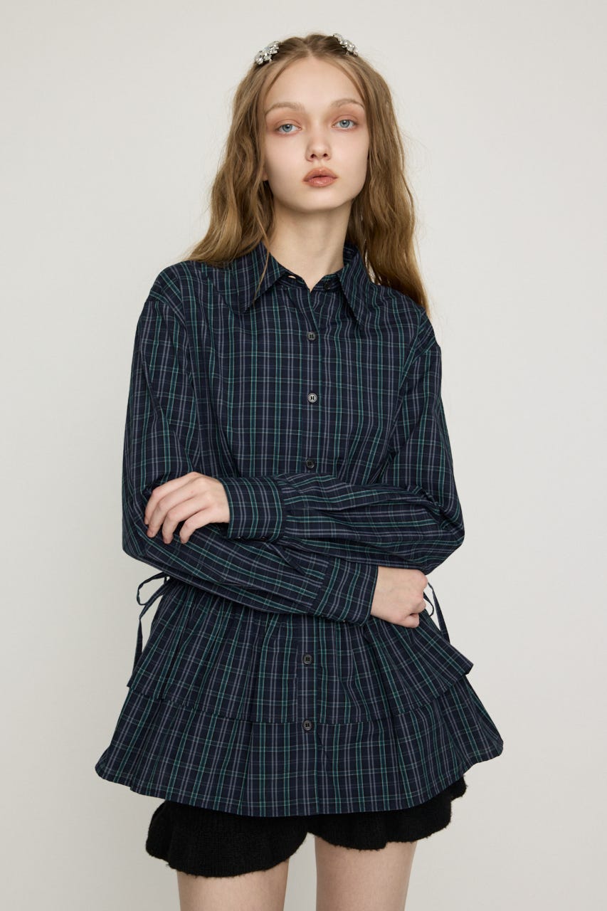TIERED FRILL シャツ M/BLK FREE
