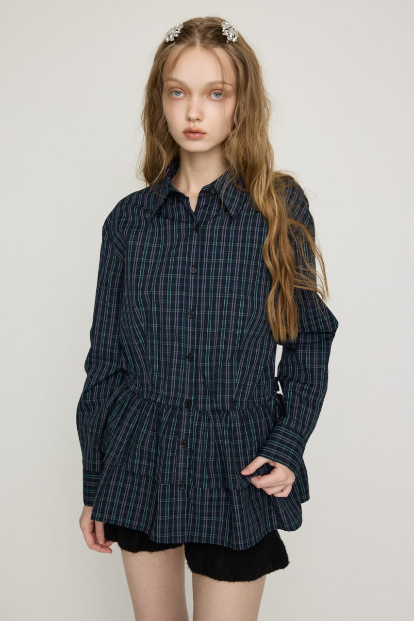 TIERED FRILL シャツ M/BLK FREE