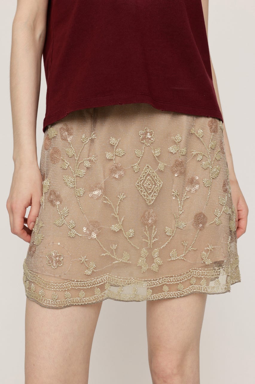 SPARKLE FLOWER ショートスカート BEG FREE