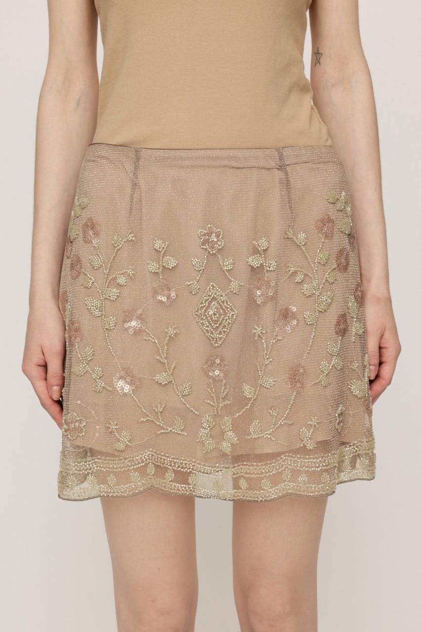SPARKLE FLOWER ショートスカート BEG FREE