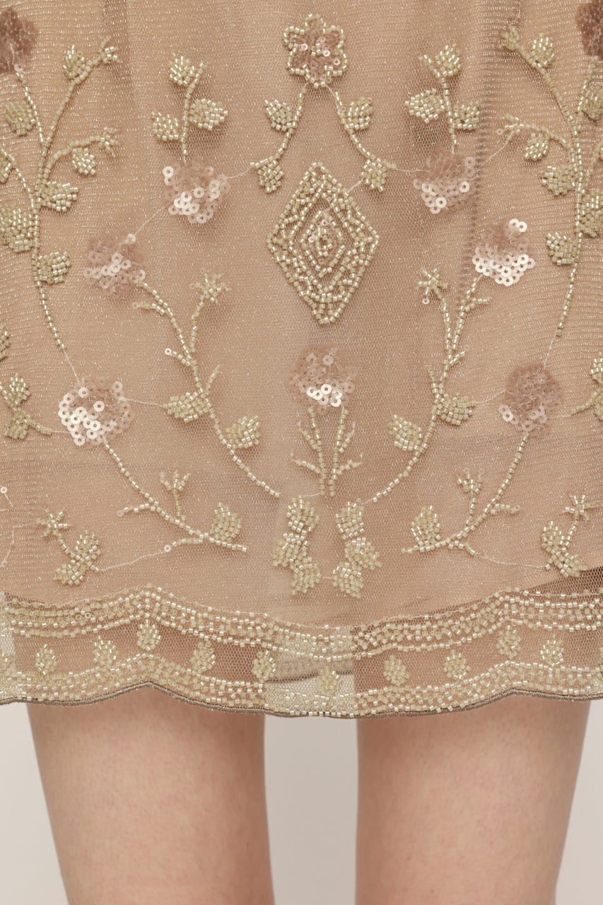SPARKLE FLOWER ショートスカート BEG FREE