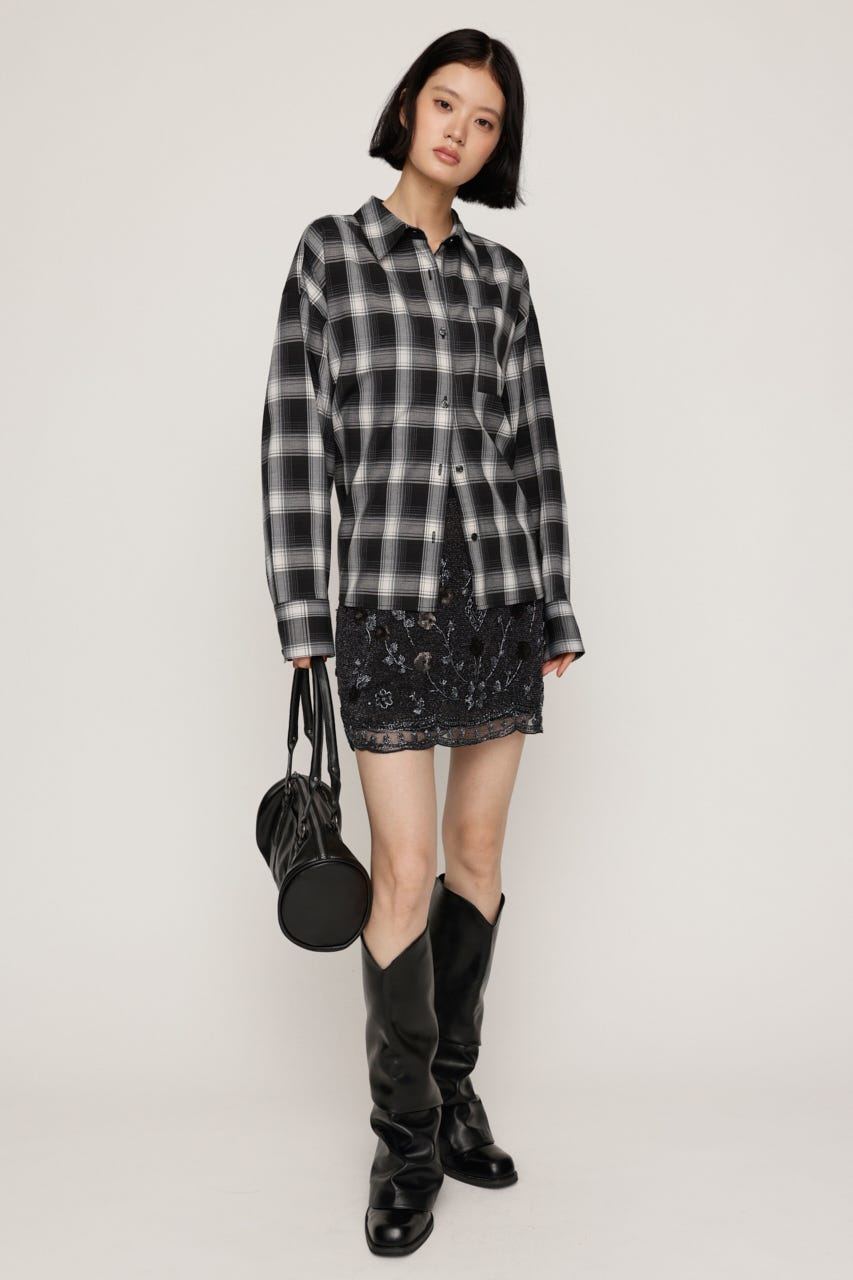 SPARKLE FLOWER ショートスカート BLK FREE