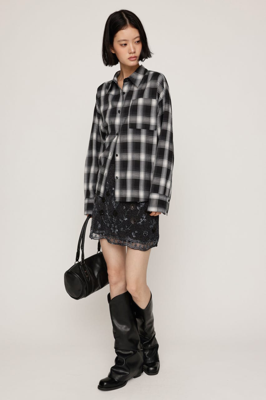 SPARKLE FLOWER ショートスカート BLK FREE
