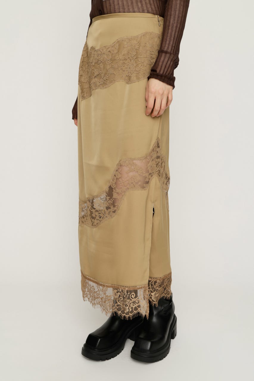 VINTAGE SATIN LACE スカート BEG FREE