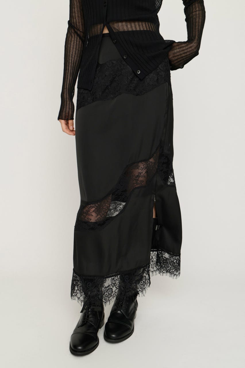 VINTAGE SATIN LACE スカート BLK FREE