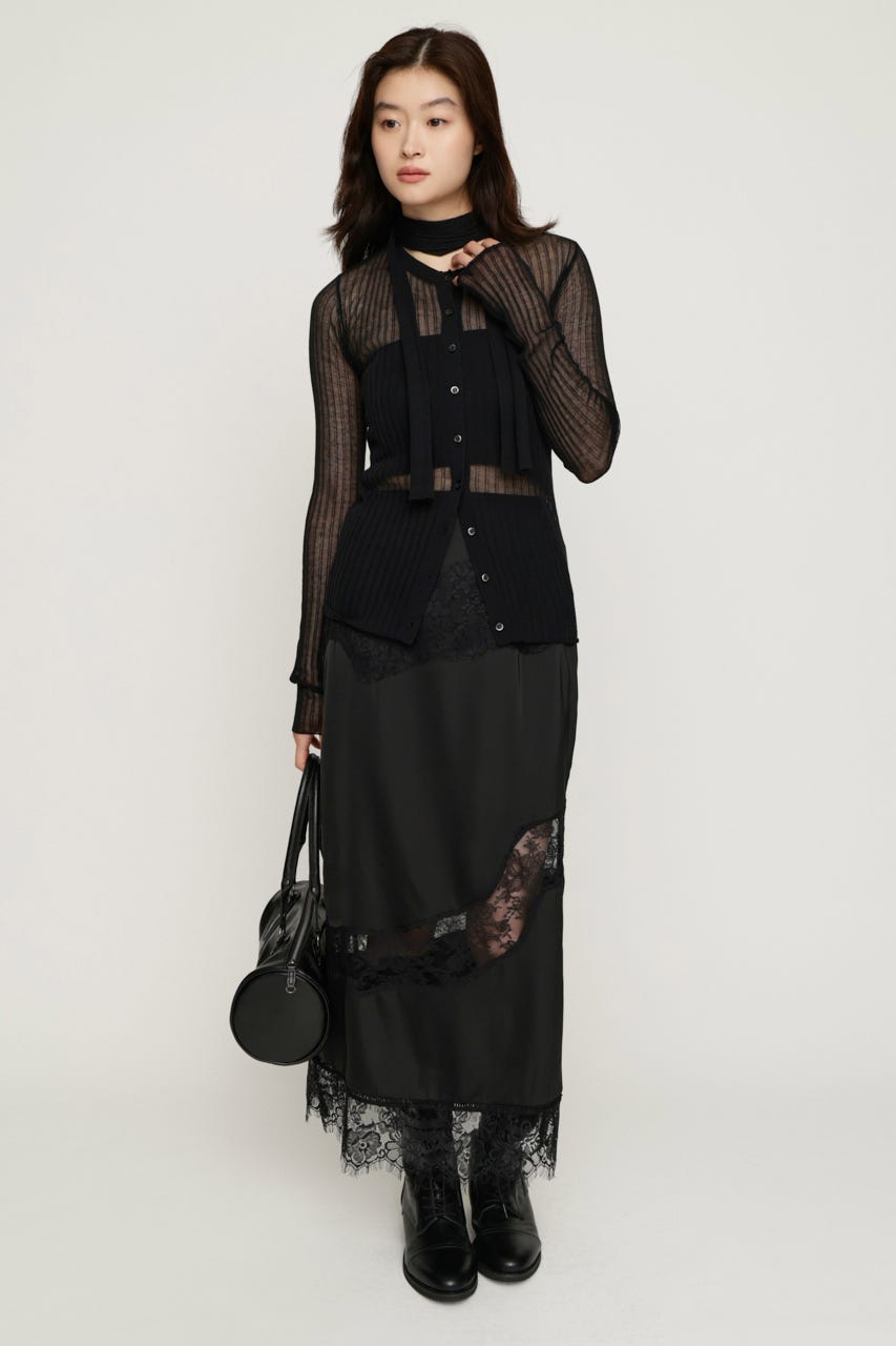 VINTAGE SATIN LACE スカート BLK FREE