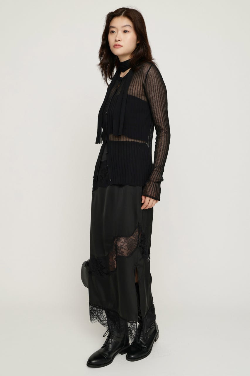VINTAGE SATIN LACE スカート BLK FREE