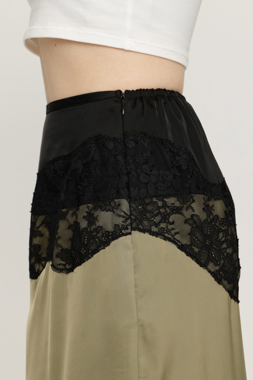 VINTAGE SATIN LACE スカート M/KHA FREE
