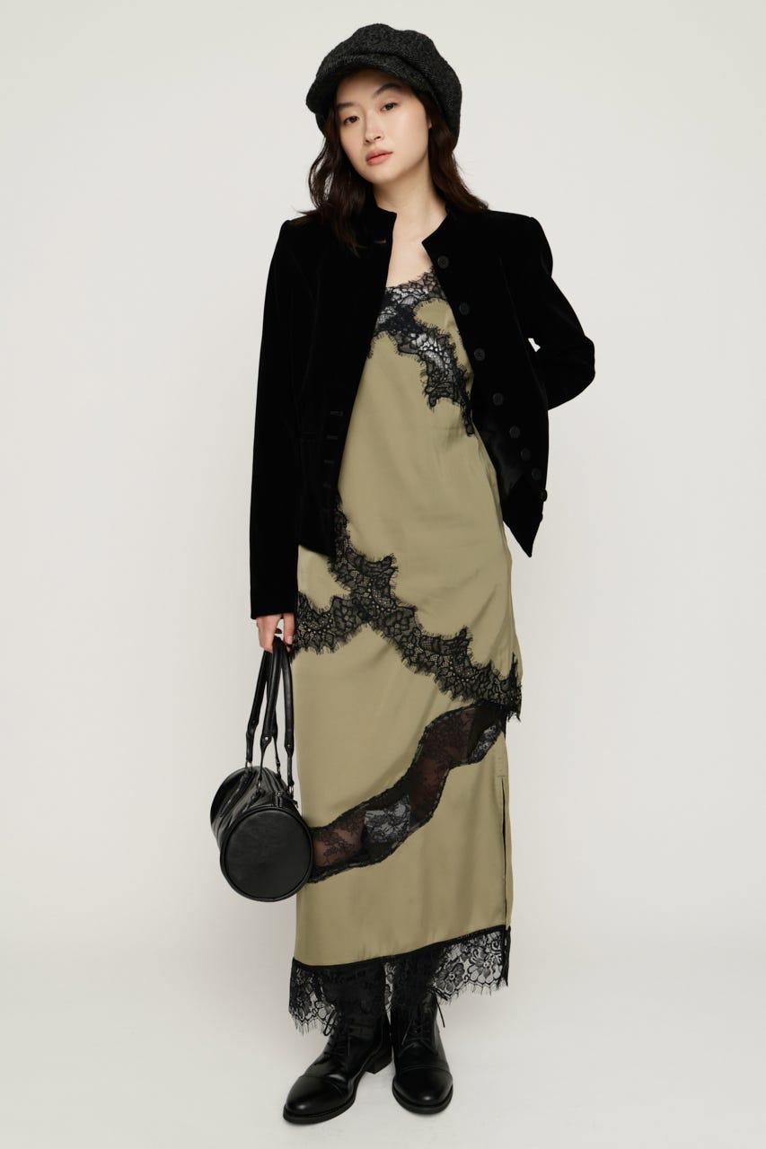 VINTAGE SATIN LACE スカート M/KHA FREE