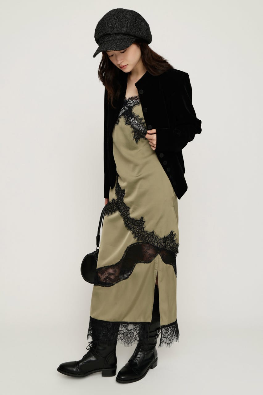 VINTAGE SATIN LACE スカート M/KHA FREE