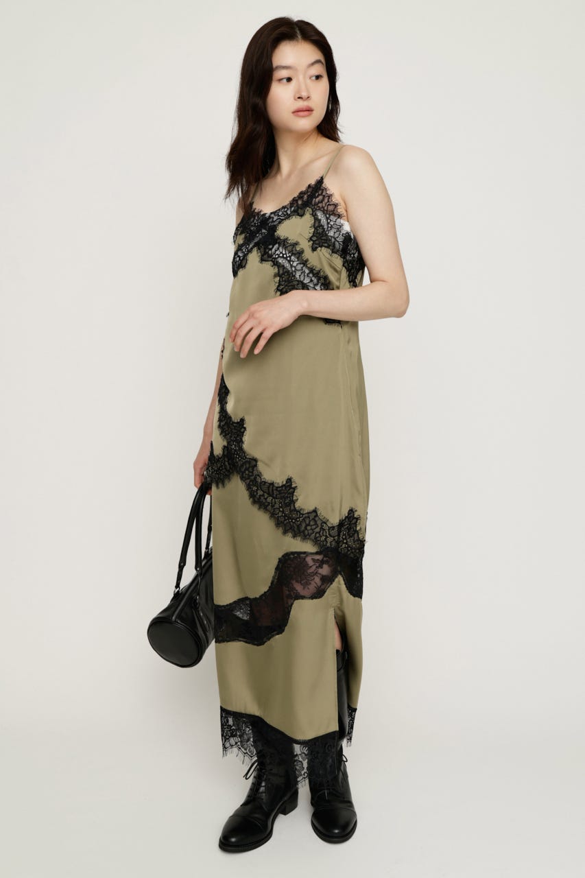 VINTAGE SATIN LACE スカート M/KHA FREE