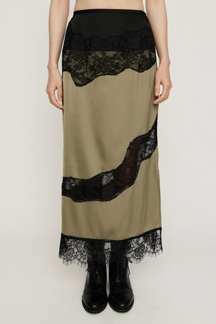 VINTAGE SATIN LACE スカート M/KHA FREE