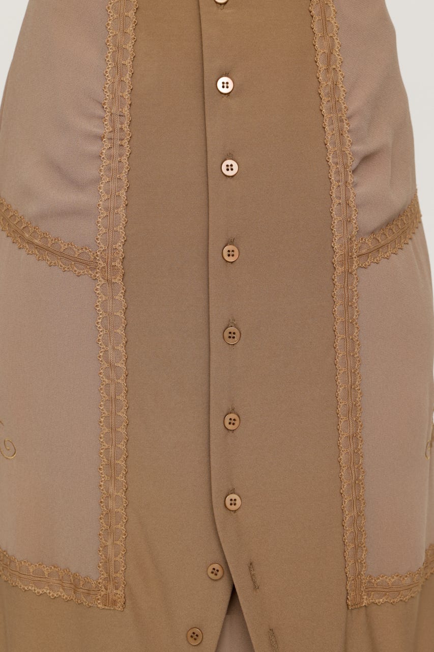 LACE DOCKED SHEER HEM スカート BEG 2