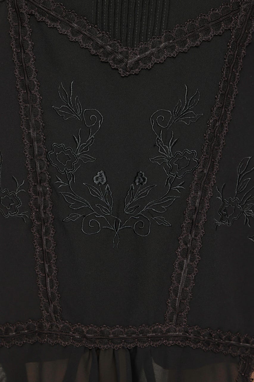 LACE DOCKED SHEER HEM スカート BLK 2