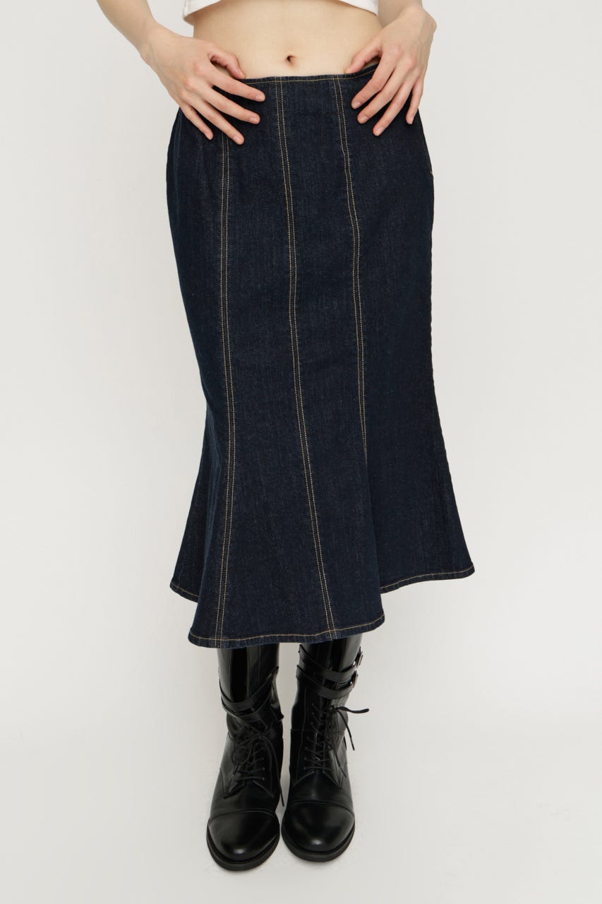 TULIP SHAPE DENIM ミディアムスカート NVY 2