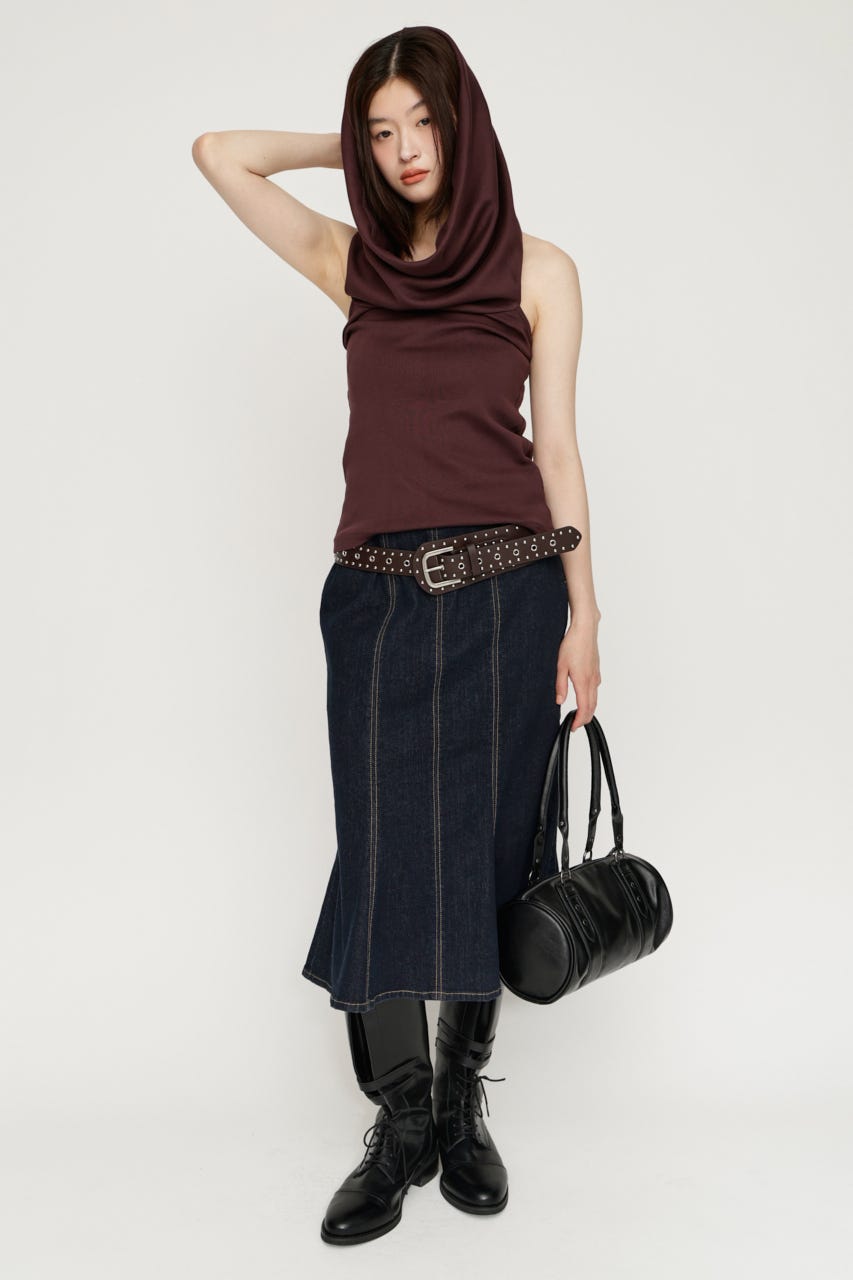 TULIP SHAPE DENIM ミディアムスカート NVY 2