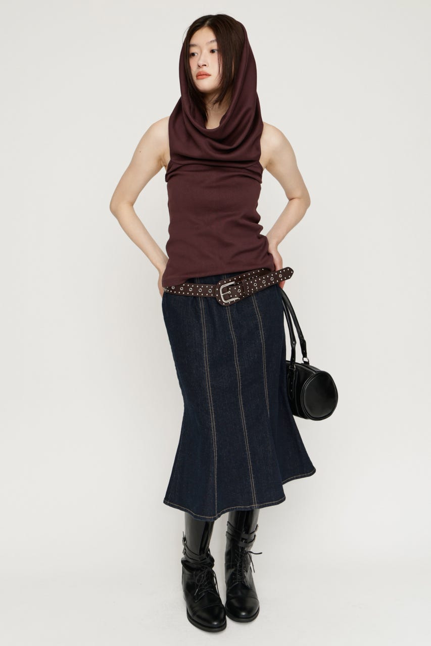 TULIP SHAPE DENIM ミディアムスカート NVY 2