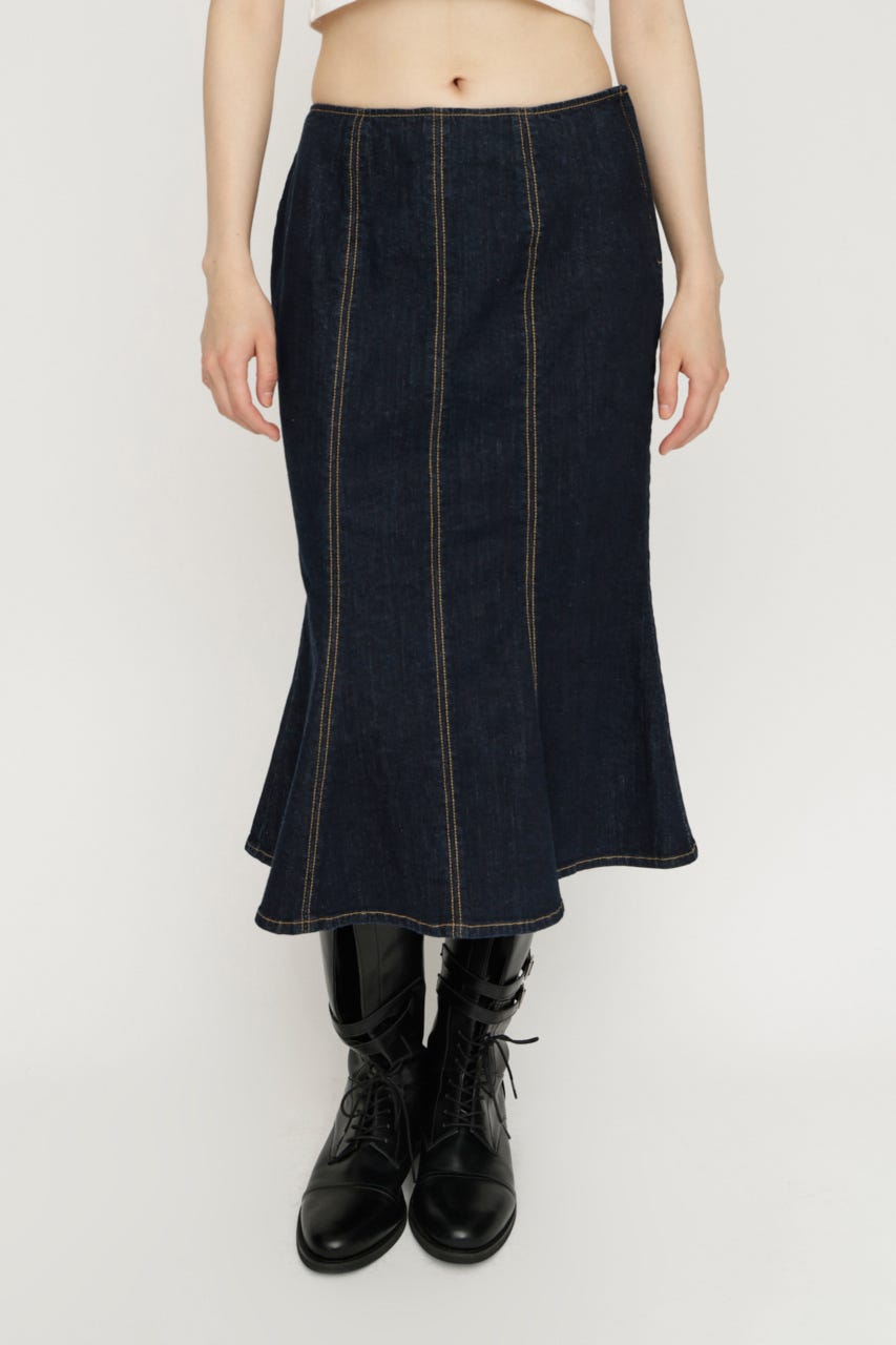 TULIP SHAPE DENIM ミディアムスカート NVY 2
